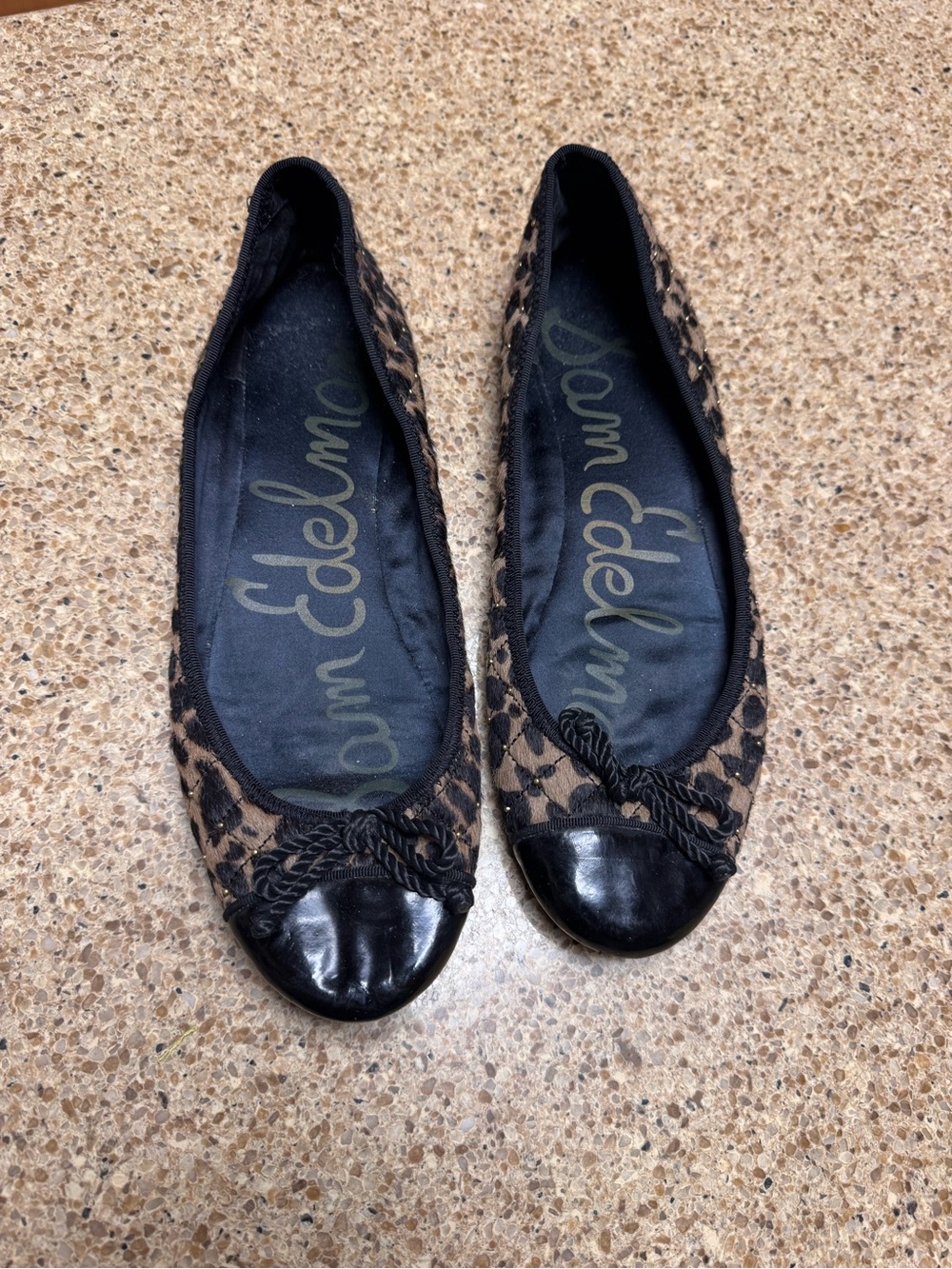 Sam Edelman Leopard-Print Ballet Flats with Black Cap Toe